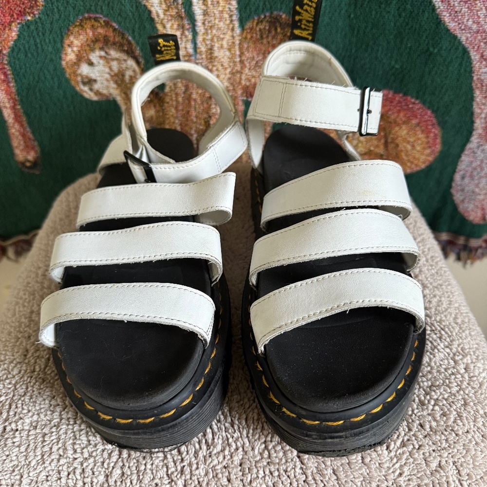 Dr. Martens BLAIRE ATHENA LEATHER STRAP SANDALS White Women's Size 9